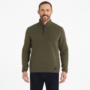 NWT Gerry Men’s Quarter Snap Pullover Sweatshirt – Olive Dr Heather – Size L